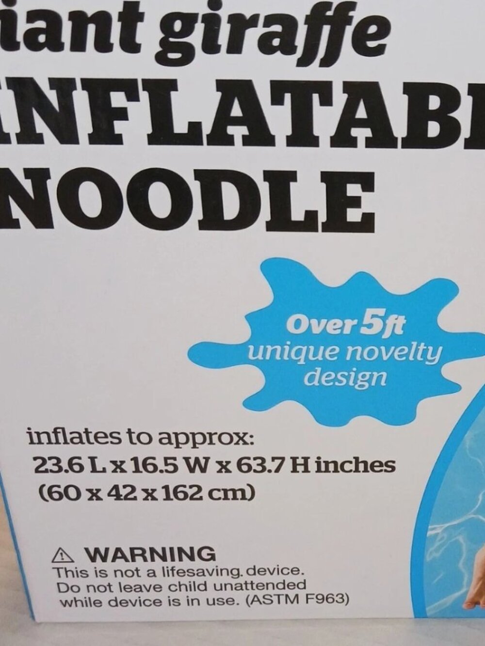 Big Mouth Inc Giant Giraffe Pool Float Noodle Over 5 Ft Tall_New In Box - Picture 2 of 2